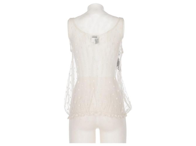 Regata de renda com bolinhas Chanel Branco - vista 8