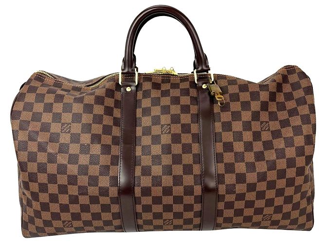 Borsa Louis Vuitton Keepall 50 Damier Ebene Canvas Marrone - vista 2
