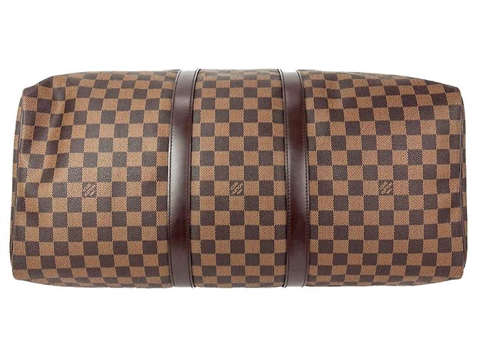 Borsa Louis Vuitton Keepall 50 Damier Ebene Canvas Marrone - vista 3