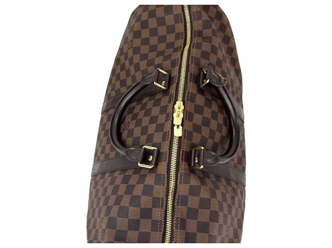 Borsa Louis Vuitton Keepall 50 Damier Ebene Canvas Marrone - vista 7