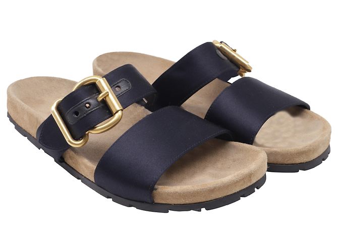 Sandali Prada con doppia fascia in raso nero - vista 3