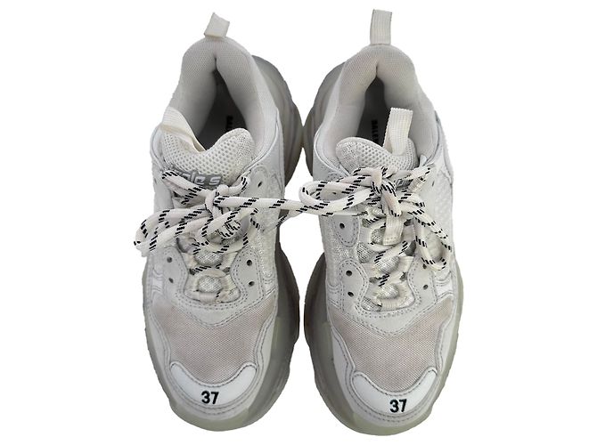 Baskets Balenciaga Triple S semelle transparente en polyester blanc Écru - vue 5