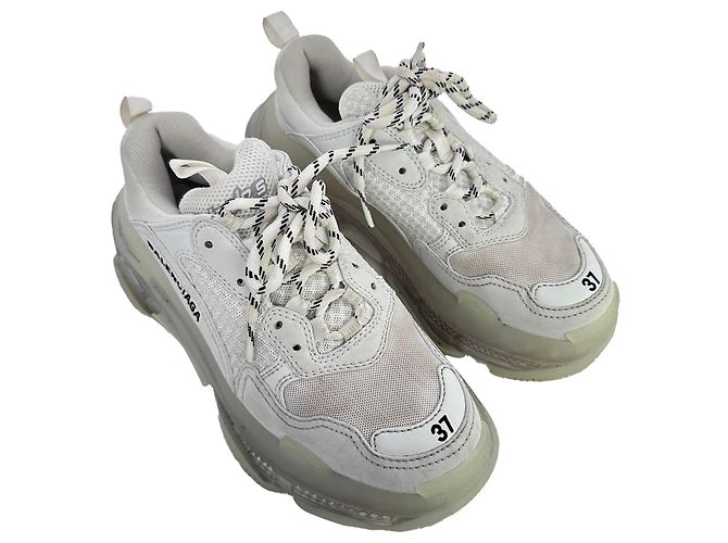 Baskets Balenciaga Triple S semelle transparente en polyester blanc Écru - vue 6