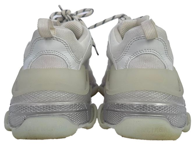 Baskets Balenciaga Triple S semelle transparente en polyester blanc Écru - vue 7
