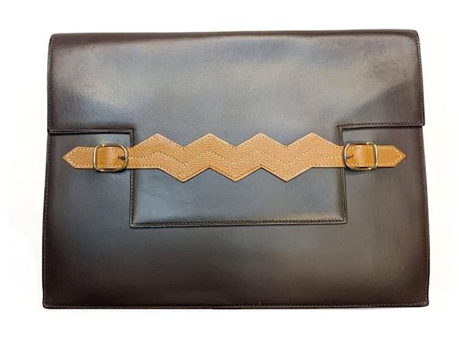 Borsa piatta con tracolla Zigzag Hermès Marrone - vista 6