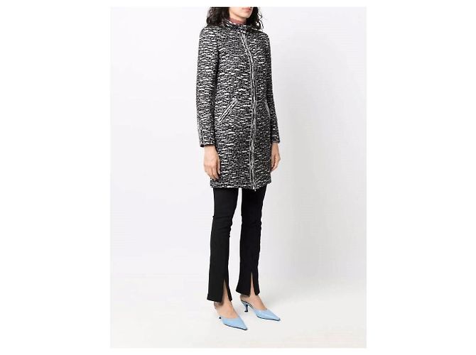 Abrigo de bouclé con cuello mandarín Chanel Negro - vista 3