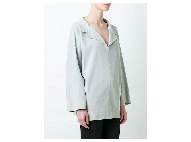 Yves Saint Laurent Blusa Kenzo de camurça com modelagem relaxada Cinza - vista 2