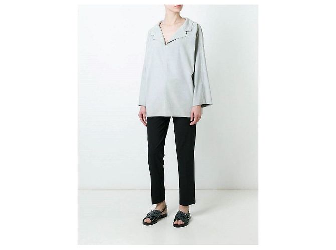 Yves Saint Laurent Blusa Kenzo de camurça com modelagem relaxada Cinza - vista 4