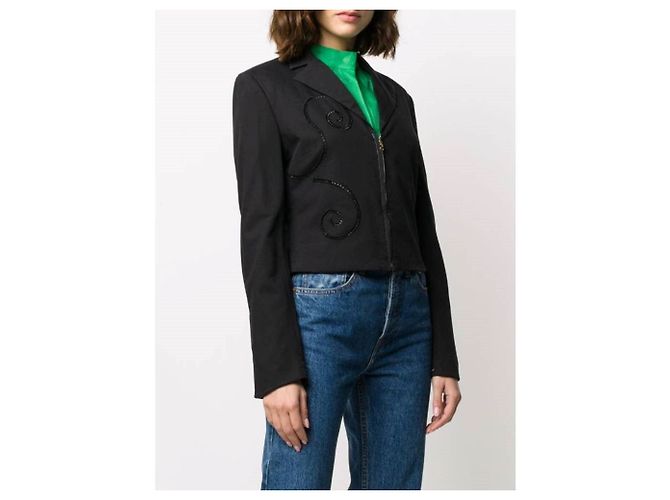 Chaqueta de algodón Versace con puños con cremallera Negro - vista 2