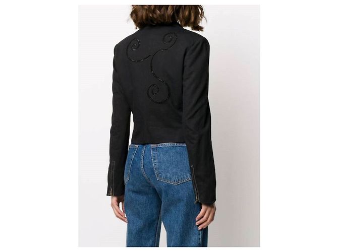 Chaqueta de algodón Versace con puños con cremallera Negro - vista 4