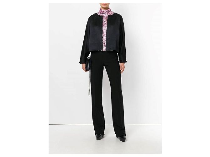Fendi Open-Front Silk Jacket Black - view 2