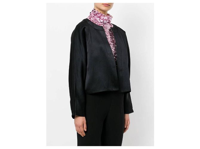 Fendi Open-Front Silk Jacket Black - view 3