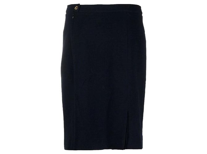 Falda midi recta de lana Chanel Azul - vista 2