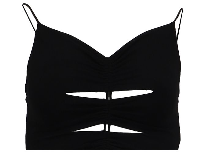 Top corto drapeado con recortes Alexander Wang en viscosa negra Negro - vista 2