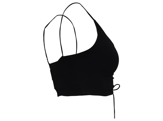 Top corto drapeado con recortes Alexander Wang en viscosa negra Negro - vista 3