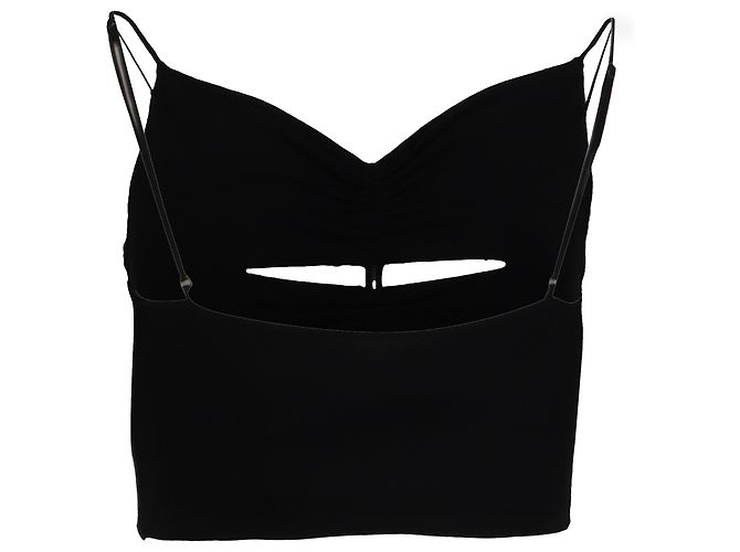 Top corto drapeado con recortes Alexander Wang en viscosa negra Negro - vista 4