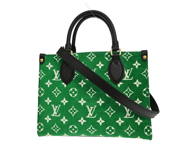 Tote Louis Vuitton OnTheGo LV Match Monogram Jacquard Velvet PM Verde - vista 2