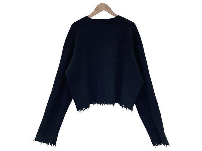 Autre Marque ASTRAET Strickjacke mit Fransen und Rippstrick Schwarz - Ansicht 2