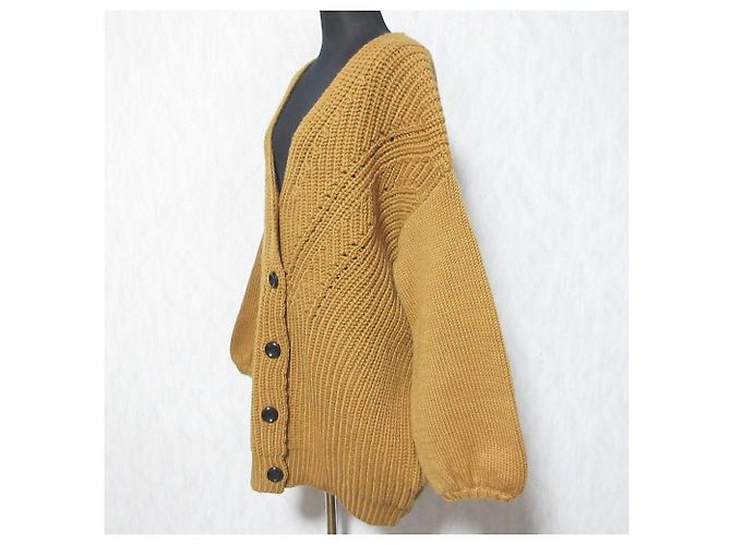 Autre Marque COEL Strickjacke aus Wolle mit grobem Strick Braun Kamel - Ansicht 3