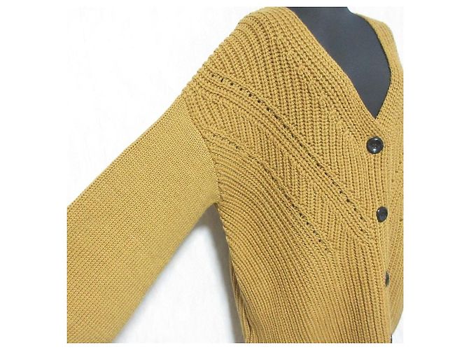 Autre Marque COEL Strickjacke aus Wolle mit grobem Strick Braun Kamel - Ansicht 4