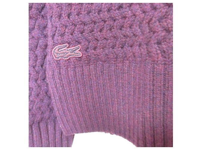 Autre Marque Lacoste Rollkragenpullover aus Strick Braun Bordeaux - Ansicht 6