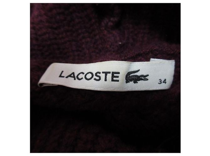 Autre Marque Lacoste Rollkragenpullover aus Strick Braun Bordeaux - Ansicht 7