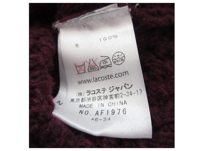 Autre Marque Lacoste Rollkragenpullover aus Strick Braun Bordeaux - Ansicht 8