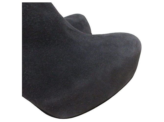 Stivaletti con platform in scamosciato Miu Miu Marrone - vista 5