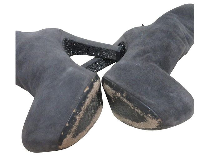 Stivaletti con platform in scamosciato Miu Miu Marrone - vista 6