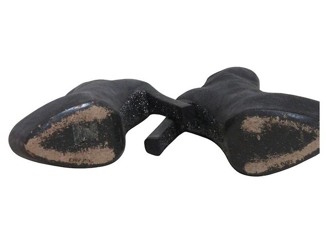 Stivaletti con platform in scamosciato Miu Miu Marrone - vista 7