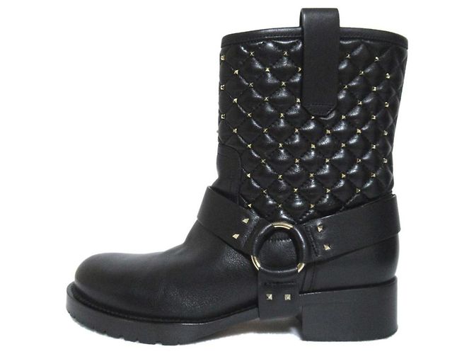 Rockstud Gesteppte Biker-Stiefel Valentino Garavani Schwarz - Ansicht 2