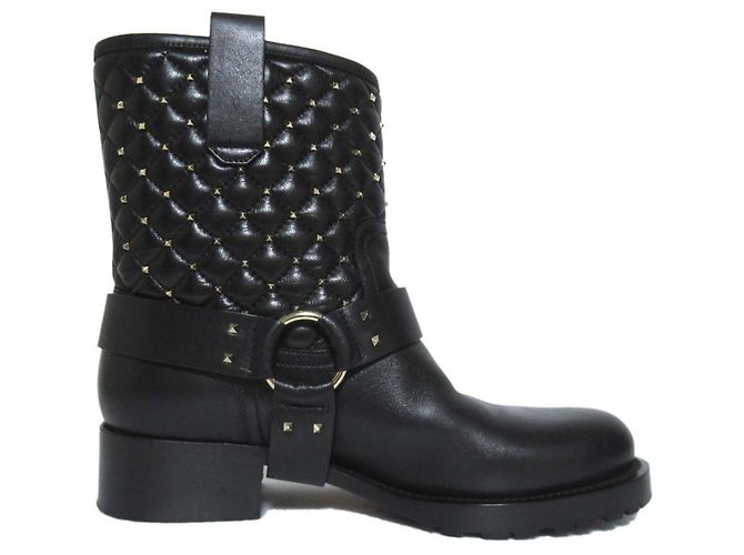 Rockstud Gesteppte Biker-Stiefel Valentino Garavani Schwarz - Ansicht 3