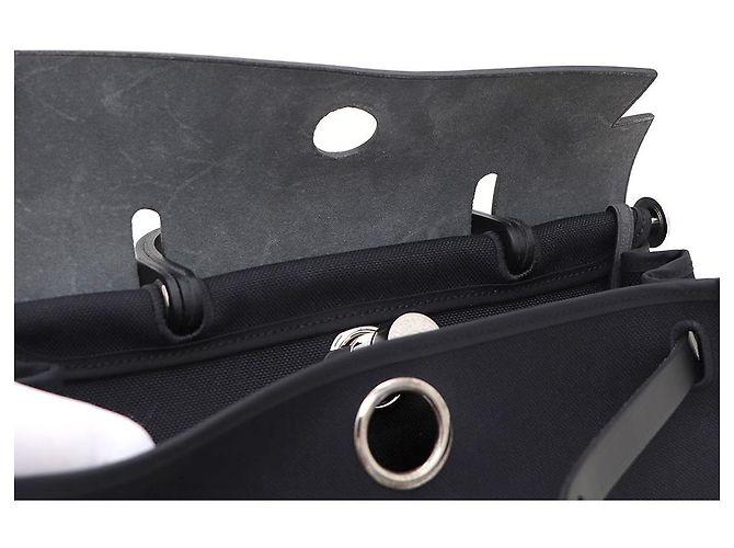 Hermès Bolsa Tote e Bolsa de Ombro Birkin Small PM em Canvas com Acabamento Prateado Preto - vista 8