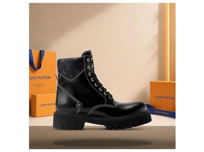 Louis Vuitton Stivali combat Remix Black Nero - vista 3