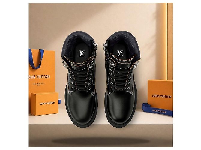 Louis Vuitton Stivali combat Remix Black Nero - vista 4