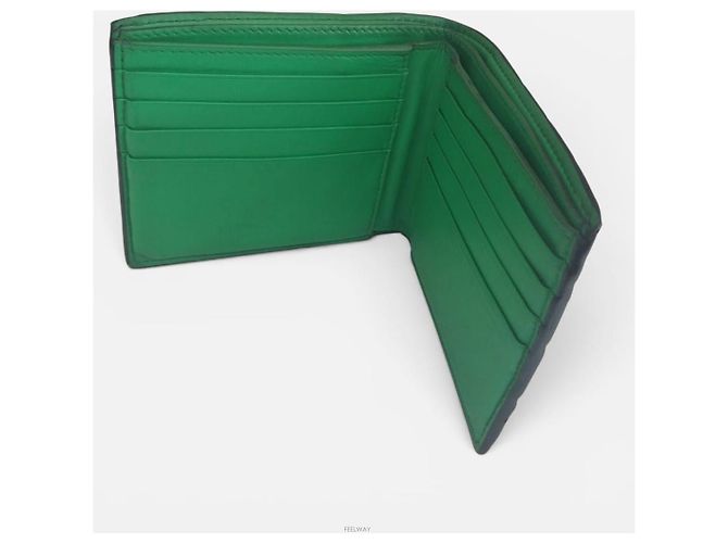 Bottega Veneta Portafoglio bi-fold da uomo con design Intrecciato Verde - vista 3