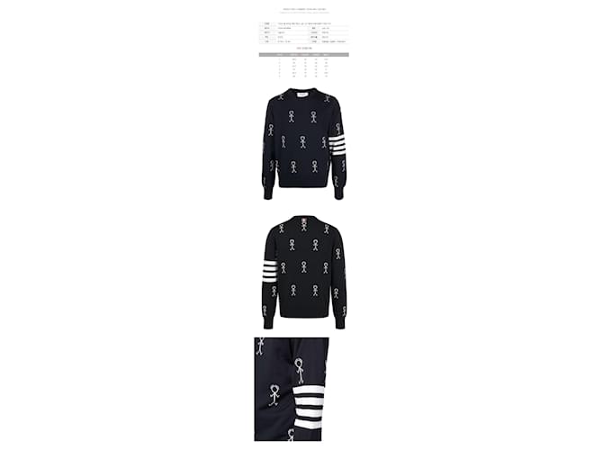 Thom Browne Merinowolle Strick mit Icon-Muster Blau - Ansicht 2