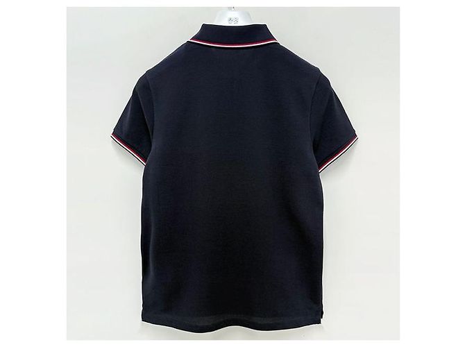 Moncler Polo in piqué di cotone con bordatura logo Blu scuro - vista 2