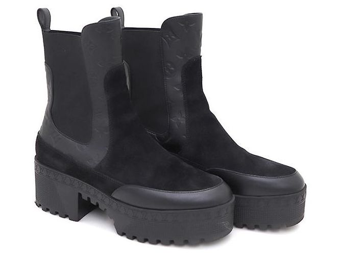 Louis Vuitton Botas Chelsea de ante con plataforma Negro - vista 3