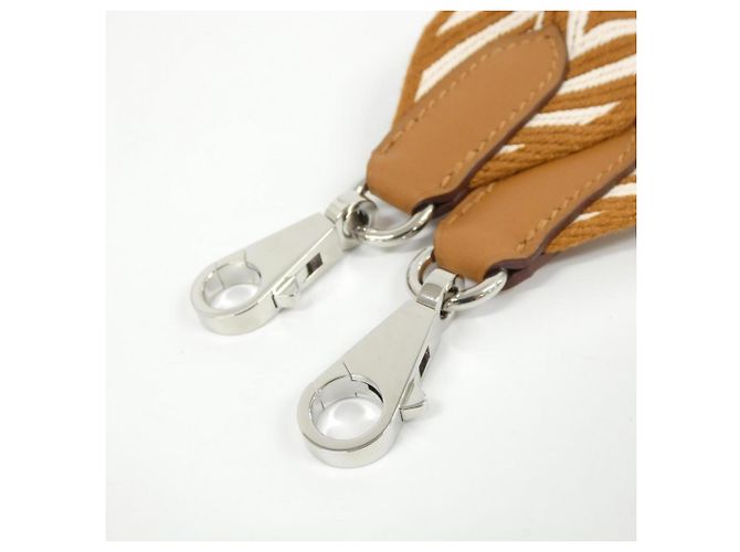 Hermès Tracolla Hermes Sangle Zigzag Bianco D'oro - vista 3