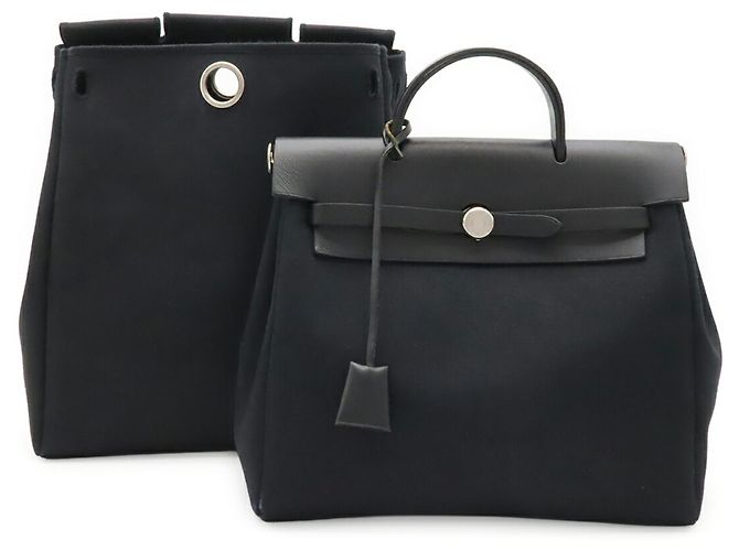 Zaino Borsa Hermès Herbag Ad PM Nero - vista 2