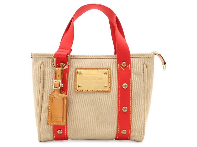 Borsa Louis Vuitton Antigua Cabas PM Rosso Beige - vista 2