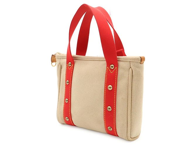 Borsa Louis Vuitton Antigua Cabas PM Rosso Beige - vista 3