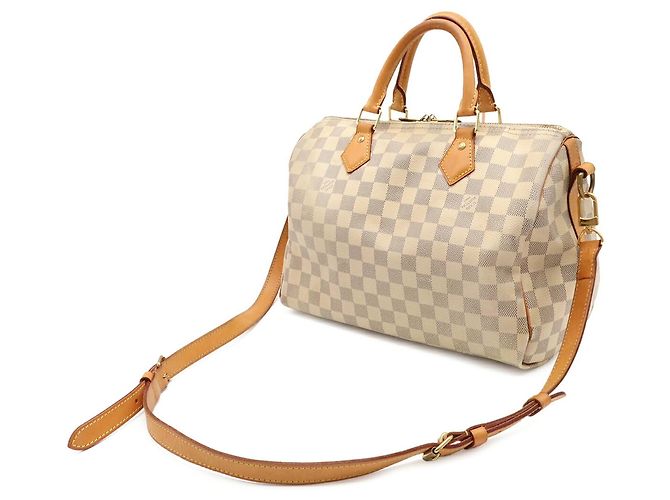 Borsa Louis Vuitton Damier Azur Speedy Bandoulière 30 Bianco Crudo - vista 3