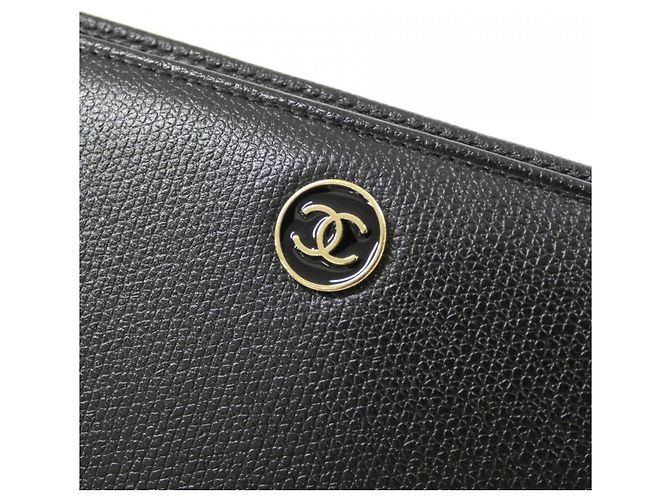 Timeless Chanel Coco Button Line Lederlanger Geldbeutel Schwarz - Ansicht 3