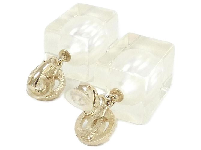 Chanel Clip-Ohrringe Gold Weiß Golden - vista 3