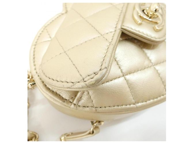 Borsa a tracolla Chanel AP2784 in agnello dorato D'oro - vista 4