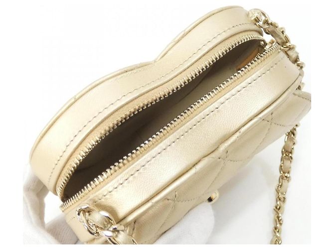 Borsa a tracolla Chanel AP2784 in agnello dorato D'oro - vista 8