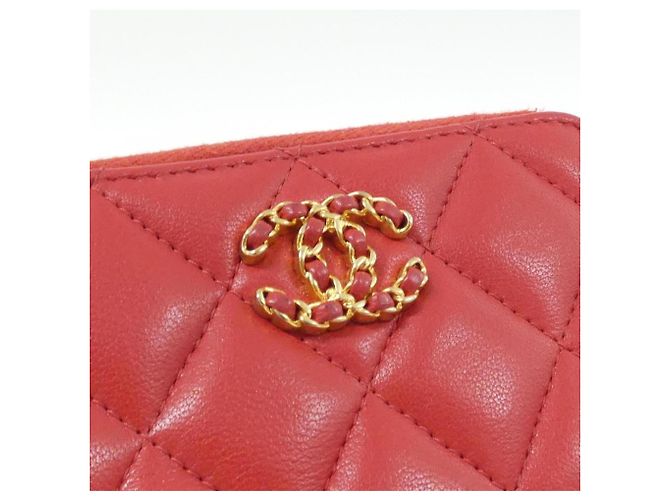 Monedero de piel de cordero rojo Chanel Roja - vista 6