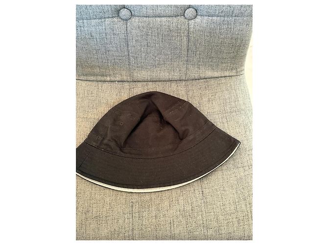 Chanel Sombrero bucket de algodón negro Gris - vista 2